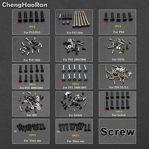 ChengHaoRan Head Screws Replacement For PS4 PS3 Slim PS2 PSP 1000 2000 Xbox one/360 For 3DS XL/LL Switch Controller Screw Kit ► Photo 1/6