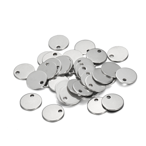 10-50pcs/lot 6-30mm Stainless Steel Round One Hole Charms Pendants Dog Tag For DIY Jewelry Making Findings Bracelet Supplies ► Photo 1/6