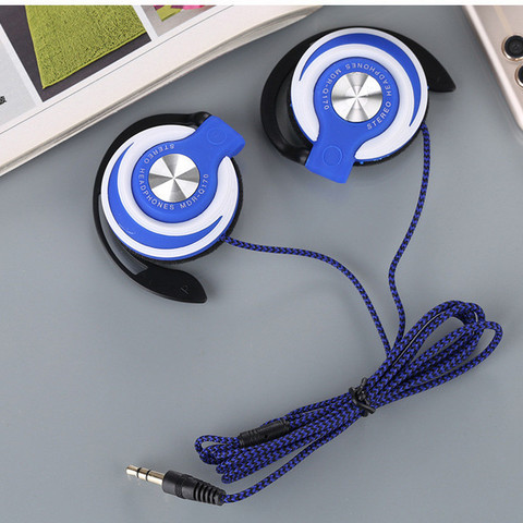 1pcs Universal 3.5mm Plug Wired Stereo Metal Wired Headphones Heavy Bass Headset Over-ear Adjustable Ear Hook Earphone for Phone ► Photo 1/5