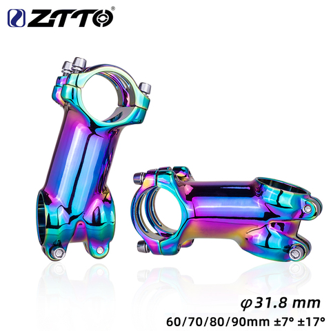 ZTTO Polished Rainbow MTB Road Bike Stem 7 17 Degree 60 70 80 90 Mm High-Strength Lightweight Fit 31.8mm Bicycle Handlebar XC AM ► Photo 1/6