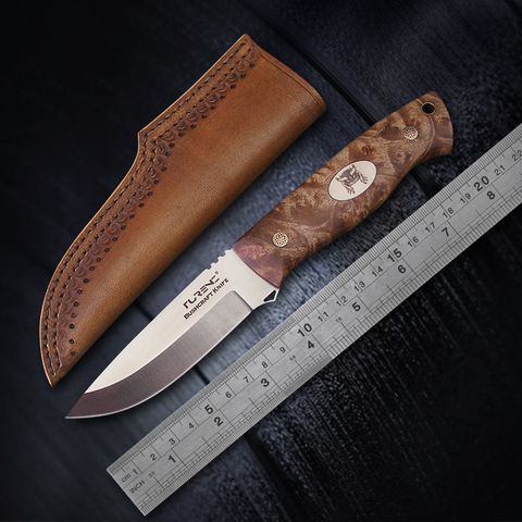 TURENZ-DC53 Steel Hunting Knife Full Tang Knife Wooden Handle Fixed Blade Knives Camping Knives Outdoor Survival Equipment Tools ► Photo 1/6