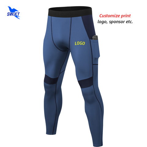 2022 Men's Quick Dry Compression Pockets Running Tights Gym Fitness Pants Workout Training Leggings Elastic Trousers Customize ► Photo 1/6