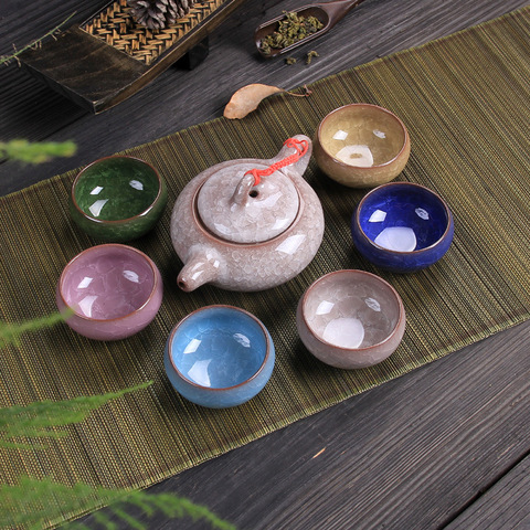 Chinese Kungfu Tea Sets Ice break Porcelain Tea Pot Tea Cups (7pcs) Tea Service Set ► Photo 1/4