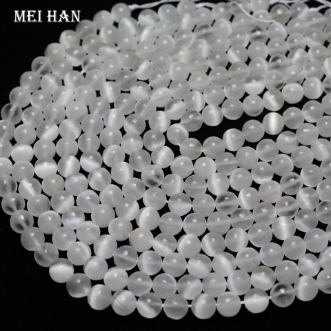 Meihan Free shipping (1strand/set) natural 6mm white Selenite Calcite smooth round loose beads for jewelry DIY making ► Photo 1/2