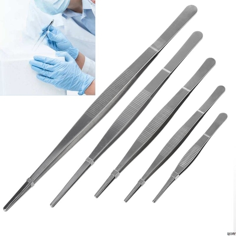 Toothed Tweezers Barbecue Stainless Steel Long Food Tongs Straight Home Medical Tweezer Garden Kitchen BBQ Tool 5 Sizes ► Photo 1/6