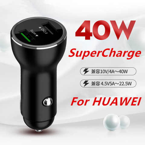 For Huawei Car Charger 40W Dual USB SuperCharge Fast Charge adapter for Mate 30 20 Pro 5G 10 9 X P40 P30 Pro P20 ► Photo 1/6