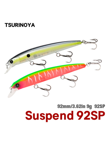 TSURINOYA 3 Hooks Suspending Minnow 92SP Fishing Lures DW78 92mm 9g Artificial Hard Bait  Long Casting Pike Lure ► Photo 1/6