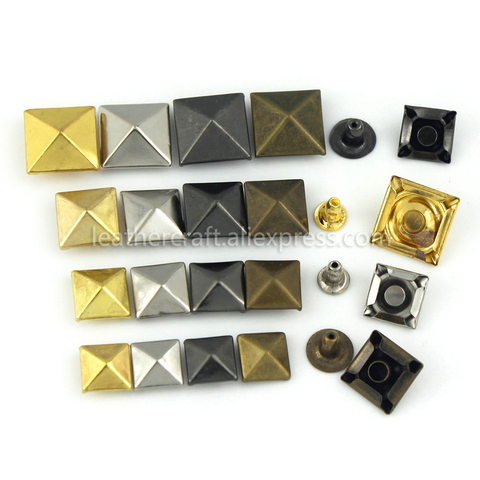 100sets Metal Pyramid Cap Rivets Studs Square Rivet for Leather Craft Bag Belt Clothing Garment Shoes Pet Collar Decor ► Photo 1/6