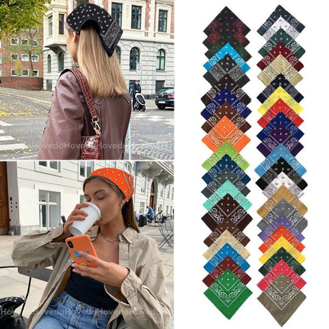 Vintage Bohemia Print Bandana Scarf Hair Bands for Girls Women Headband Scarf Face Mask Cross Turban Bandanas Headwear gifts ► Photo 1/6