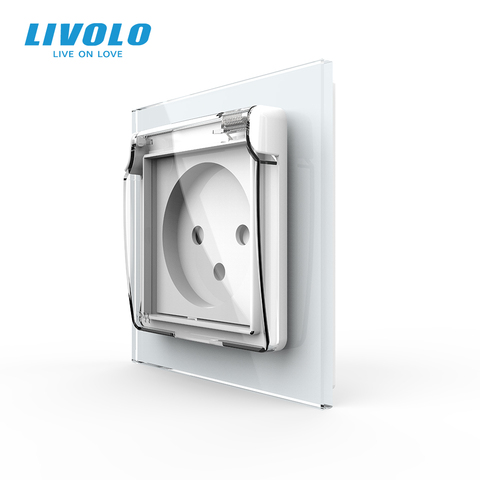 Livolo Israel Standard Power Socket,Crystal Glass Panel, 16A plug with Waterproof Cover,3pins plug ► Photo 1/6
