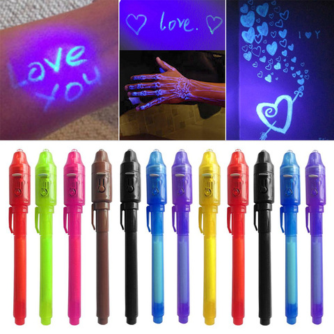 Invisible Ink Pen,Secrect Message pens, 2 In 1 Magic UV Light Pen for Drawing Funny Activity Kids Party Students Gift DIY School ► Photo 1/6