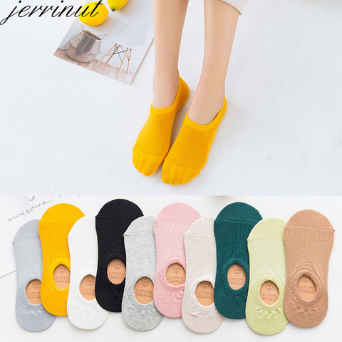 Women's Cotton Invisible No show Socks non-slip Summer Candy Solid Color Silicone Short Socks Fashion Cute Thin Ankle Boat Socks ► Photo 1/6
