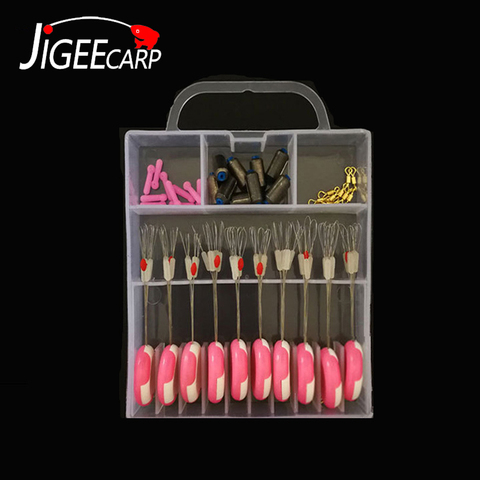 JIGEECARP 40pcs/set Carp Fishing Accessory Silicone 7+1 Space Bean Set Lead Sinker Floating Seat Metal Connector Fishing Tackle ► Photo 1/6