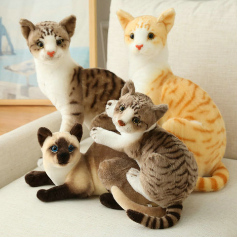 Lifelike Siamese Cat Plush toys Stuffed Animals Simulation American Shorthair Cat Plushie dolls for Children Kids Pet toy Decor ► Photo 1/6