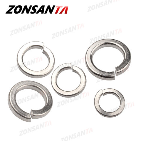 ZONSANTA A2 304 Stainless Steel Split Spring Lock Washer locking Elastic Gasket M1.6 M2 M2.5 M3 M4 M5 M6 M8 M10 M12 M16 M20 GB93 ► Photo 1/6