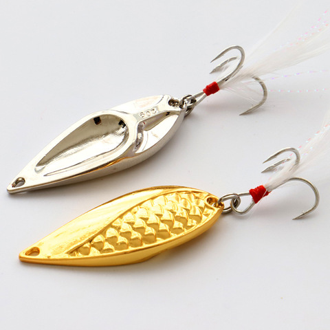 Snake Hard Spinner Spoon Lure Metal Sequins Baits with Treble Hook Feather Fishing Lures Gold Silver 3.5g/5g/7g/10g/15g/20g ► Photo 1/6