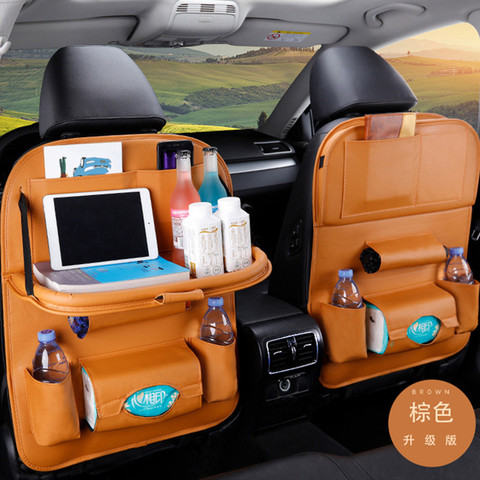 New Car Seat Back Bag Folding Table Organizer Pad Drink Chair Storage Pocket Box Travel Stowing Tidying Automobile Accessories ► Photo 1/6