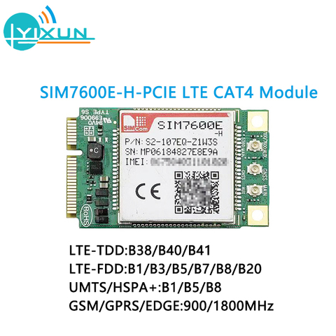 SIMCOM SIM7600 SIM7600E-H mini pcie LTE Cat4 Module SIM7600E-H-PCIE multi-band LTE-FDD/LTE-TDD/HSPA+/UMTS/EDGE/GPRS/GSM module ► Photo 1/5