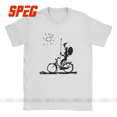 Picasso Don Quixote Riding Bike Men's T Shirt Vintage Tee Shirt Short Sleeve O Neck T-Shirts Cotton Gift Idea Tops ► Photo 1/6