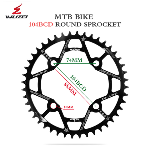 WUZEI Bicycle Chainring 104BCD 30T 32T 34T 36T 38T 40T 42T 44T 46T 48T 50T 52T Round Shape MTB Chainwheel Narrow Wide Bike Part ► Photo 1/6