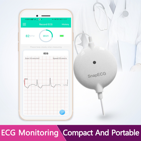 Portable Mini wearable ECG Monitor Measurement Machine Real-time heart Support Electrode Holter For Android or IOS Health care ► Photo 1/6
