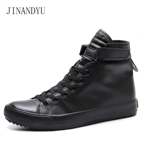 Men Elevator Shoes Height Increasing 3/8CM Black White High Top Sneakers Men Ankle Boots Flats Leather Shoes Men Trainers ► Photo 1/6
