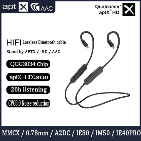 Upgrate Bluetooth Cable Aptx HD AAC For shure SE215 Qualcomm QCC3034 IM50 0.78 2PIN IE80 IE40PRO A2DC QDC HiFi Audio MMCX Cable ► Photo 1/6