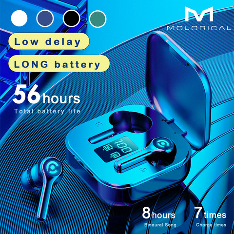 56 HOURS LONG Battery Wireless Bluetooth V5.1 Earphone Colorful Wireless Headphone HIFI Stereo Earbuds Call Earphone with Mic ► Photo 1/6