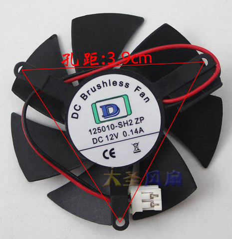 Original 125010-SH2 ZP DC12V 0.14A  5CM pitch 39mm Diameter 47mm graphics Video card Cooling fan ► Photo 1/3