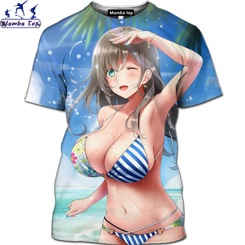 Mamba top 3D Anime Beach Beautiful Girl T-Shirt Ocean Mermaid Shirt Cartoon Kawaii Bikini Loli Yujie T-shirt  Animal Men's Shirt ► Photo 1/6