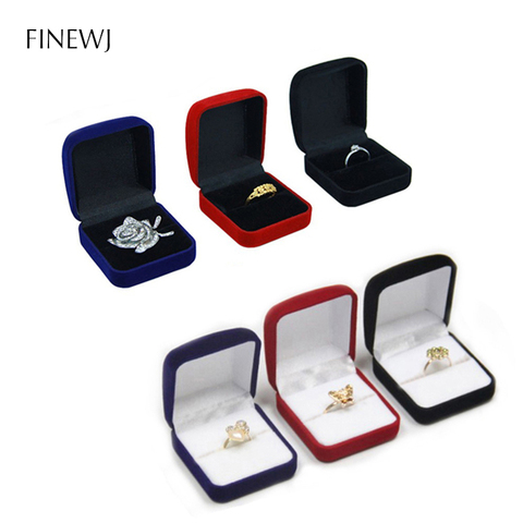 Wholesale Engagement Black Velvet Ring Box Jewelry Display Storage Foldable Case For Wedding Ring Valentine's Day Gift Organizer ► Photo 1/6