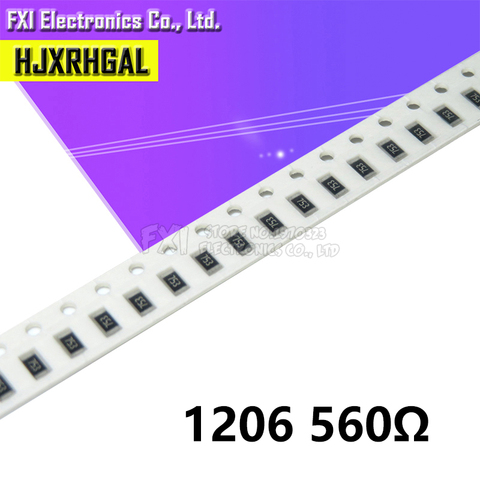 100PCS 1206 SMD Resistor  560 ohm chip resistor 0.25W 1/4W 560R 561 new original ► Photo 1/2