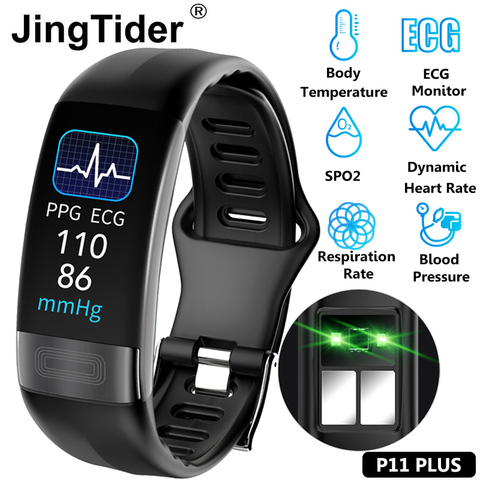 P11 Plus Body Temperature Monitoring Smart Wristband ECG PPG SPO2 Smart Band Heart Rate Blood Pressure Respiration Rate Bracelet ► Photo 1/6