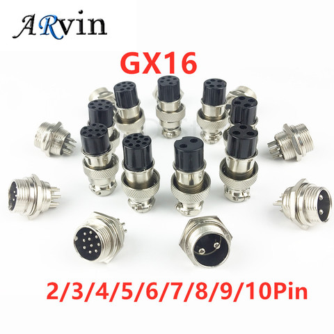 1set GX16-2/3/4/5/6/7/8/9/10 Pin Male Female 16mm Wire M16 GX16 Circular Aviation Connector Socket Plug Metal ► Photo 1/6