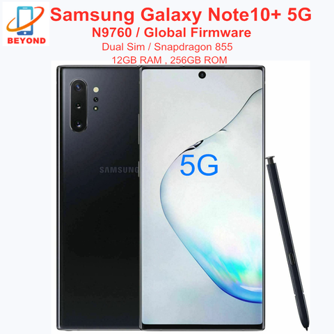 Samsung Galaxy Note10+ Note10 Plus 5G N9760 Dual Sim 256GB ROM 12GB RAM Octa Core 6.8