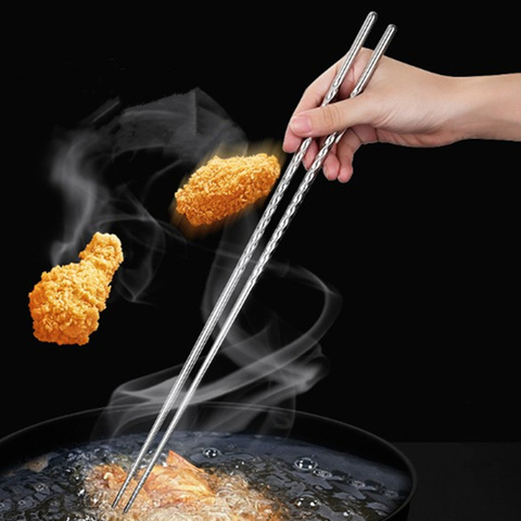 1 Pair New Stainless Steel Long Chopsticks Kitchen Cooking Tools Deep-fried Noodles Chopsticks ► Photo 1/5