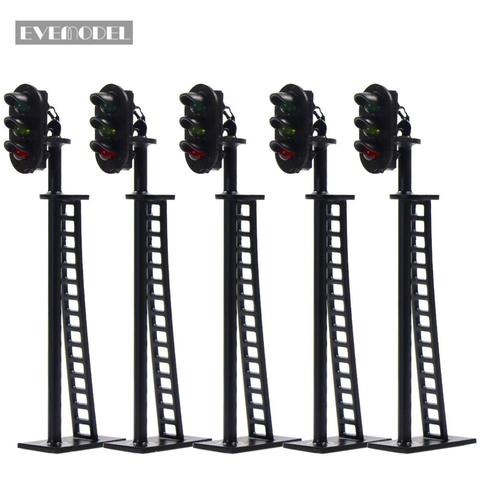 JTD04 5pcs Model Railway 1:87 3-Light Block Signals Green/Yellow/Red Traffic Signal Lights HO Scale 6.5cm 12V Led New ► Photo 1/6