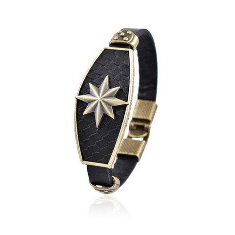 Hi  Men New Fashhion Punk Casual Leather Bracelet Men Charm Eight-pointed star Jewelry  Male Rope Chain Wholesale ► Photo 1/6