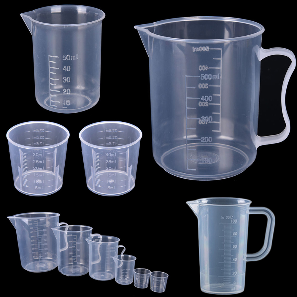 30mL-2000mL PP Clear Graduated Beakers Plastic Measuring Cylinder Kitchen Cups 