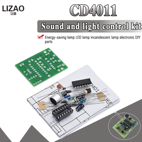 Energy Saving Lamp LED Light Incandescent Light CD4011 Sound and Light Control Switch Kit DIY Voice Control Parts Module ► Photo 1/6