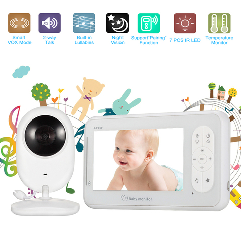 4.3'' LCD Wireless Audio Video Baby Monitor Radio Nanny Music IR Night Vision Portable Camera Walkie Talkie Intercom Babysitter ► Photo 1/6