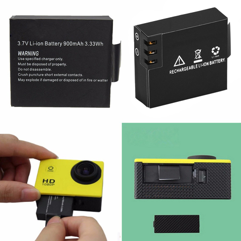 900mAh For SJCAM Sport Camera Battery Rechargeable with 2 Battery Charger for SJCAM SJ4000 SJ5000 SJ6000 BMS Action Cam Bateria ► Photo 1/6