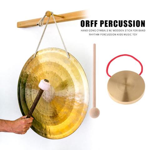 21cm Hand Hand Gong Copper Cymbals with Wooden Stick for Band Rhythm Chapel Opera Percussion Traditional Chinese Musical Folk ► Photo 1/6