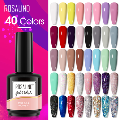 ROSALIND Nail Gel Polish 15ml 40 Colors Semi Permanent Manicure Nail Art Gel Varnishes Hybrid Base Top Coat For Gel Polish UV ► Photo 1/6