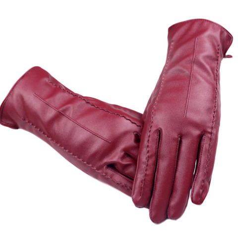 Autumn Winter High Quality Elegant Women Synthetic Leather Gloves Thermal Hot Trendy Female Warm Glove Touch Screen ► Photo 1/6