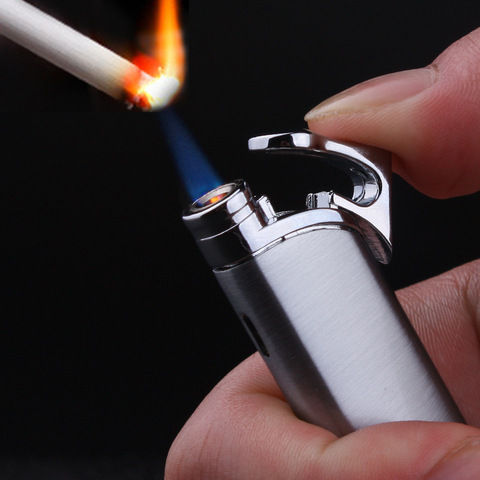 Light Ultra-Thin Metal Jet Torch Lighter Long Stripe Turbo Butane Gas Lighter 1300 C Windproof Cigar Cigarettes Portable Lighter ► Photo 1/6