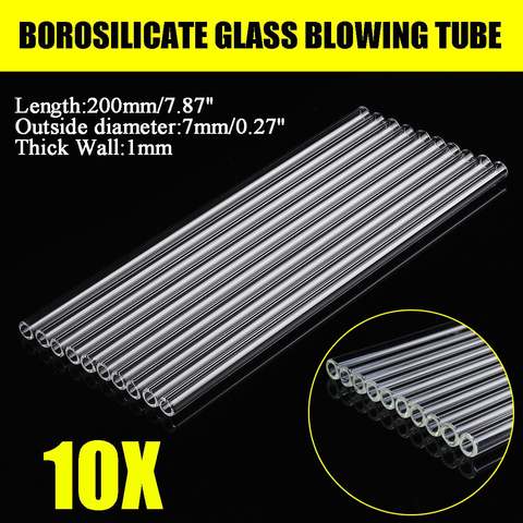 Wholesale 10Pcs 200x7x1mm Thick Transparent Wall Borosilicate Glass Blowing Tube Mixer Rod for School Lab Chemical Experiment ► Photo 1/6