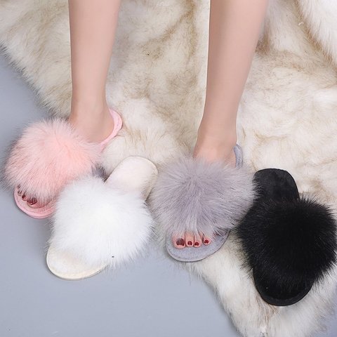 Winter New House Women Furry Slippers Warm Faux Fur Flat Bedroom Ladies Shoes Slip-on Indoor Slides Women Fur Slippers ► Photo 1/6