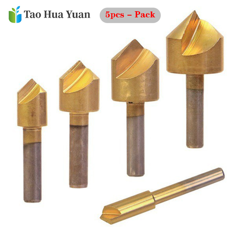 5pcs/set 90 Degree 6/10/13/16/19mm Countersink Drill Bit Set Carbon Steel Round Shank 1 Flute Drill Bit Wood Chamfering Cutter A ► Photo 1/6