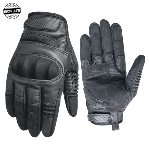 Iron Jia's Summer Motorcycle Gloves Men Breathable Full Finger Carbon Fiber  Protection Motocross Moto Motorbike Riding